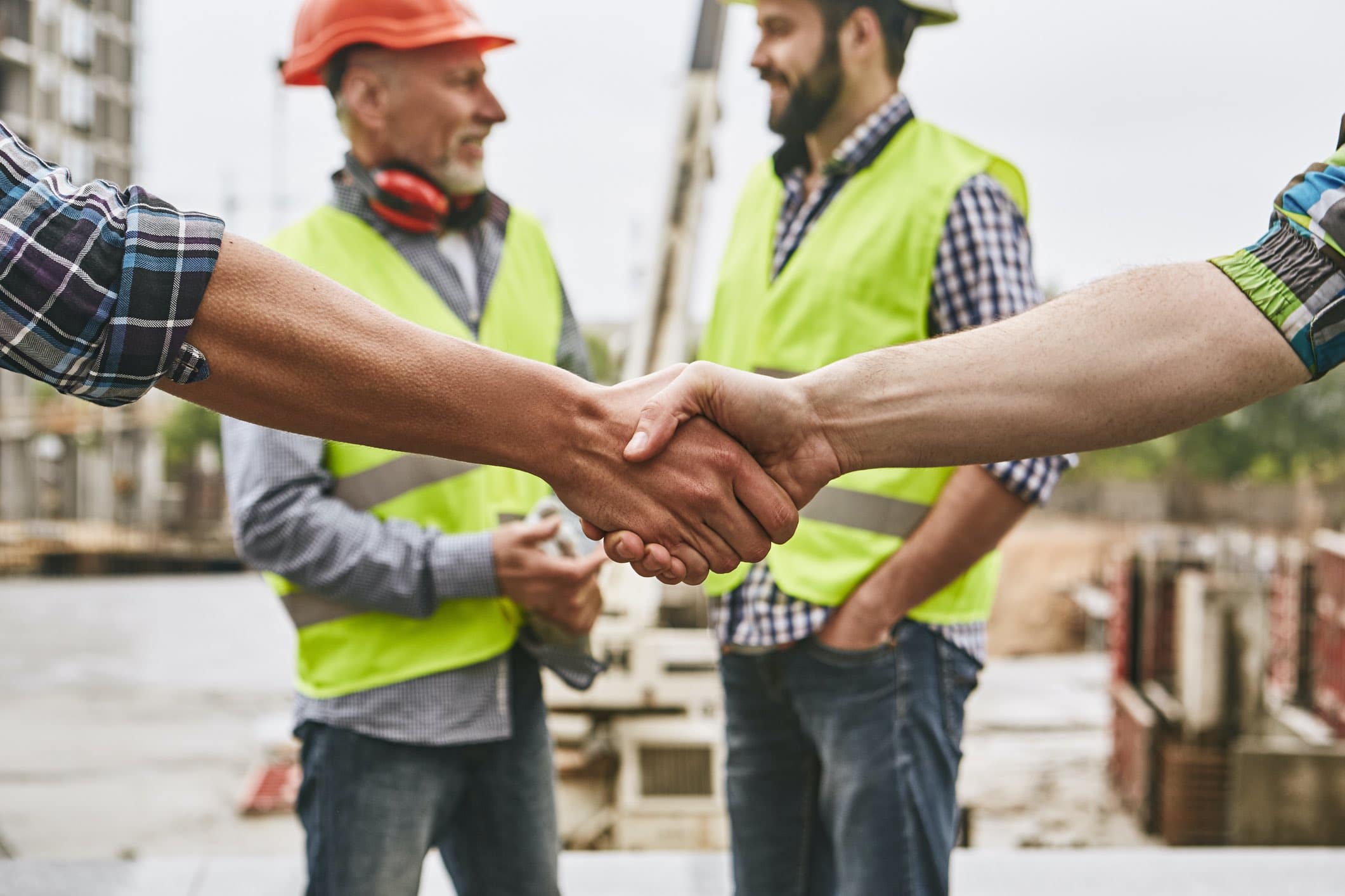 Contractors shaking hands